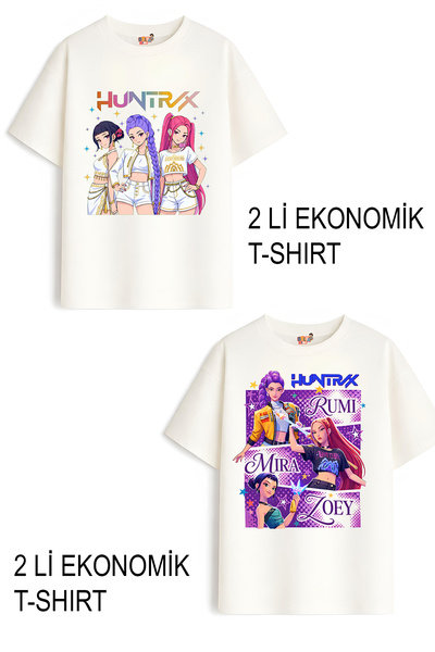 Belya Kids Wear Girl's 8 Hunters Huntrix Design 2-Pack Economical Package T-S...