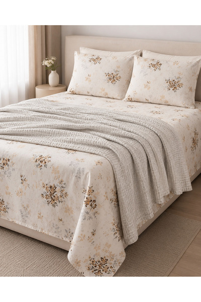 Newsevinç Ev Tekstili Stylish Floral Patterned Boxed Double Pique Set 200X230 cm