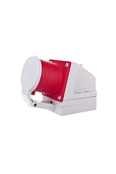 PCE Priză cu clapetă 32A 4P 400V roșie IP44 524-6d