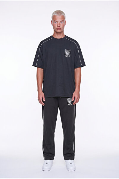 Respire Men's Court Printed Regular Fit Tracksuit Set Black