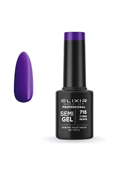 Elixir Επαγγελματικό Ημι-τζελ Ημι-μόνιμο Βερνίκι Νυχιών 715 Κυβερνο-μοβ Σταφυ...