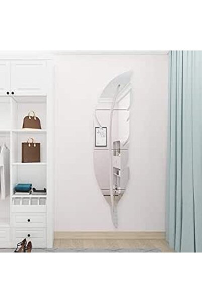 The Bros 3D Acrylic Mirror Wall Decor Stickers, 11.8x49.2 Inches Feather Shap...