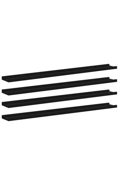 vidaxl Rafturi de perete, 4 bucăți, negre, 100 x 9 x 3 cm