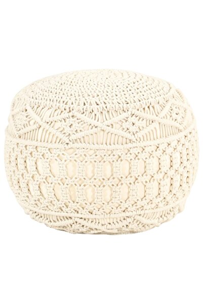 vidaxl Taburet puf macrame lucrat manual, 45 x 30 cm, bumbac