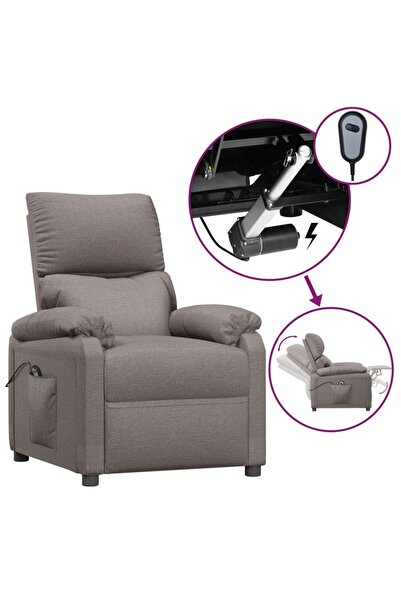 vidaxl Fotoliu rabatabil electric, gri taupe, material textil