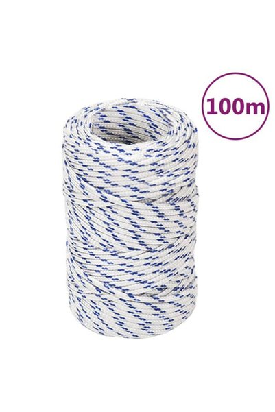 vidaxl Frânghie de barcă, albă, 2 mm, 100 m, polipropilenă