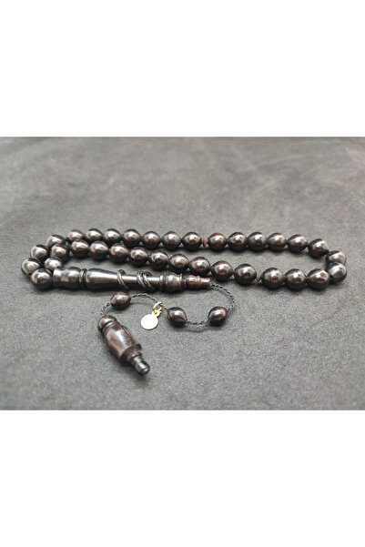 İskeçe Tesbih Şevket Alkan Masterpiece İnci Siyahı Halkalı İmame Ebony Wood C...