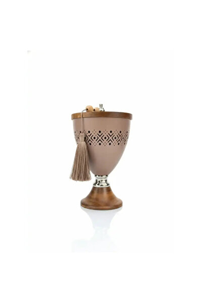 Generic Ramadan Decorative Metal Incense Burner with Wooden Base and Cut-Out ...