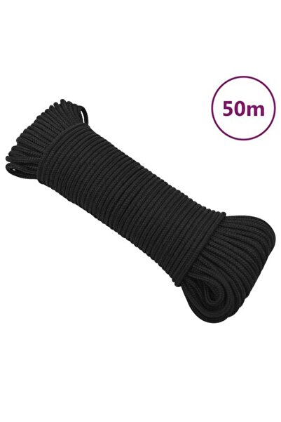 vidaxl Frânghie de barcă, neagră integral, 3 mm, 50 m, polipropilenă