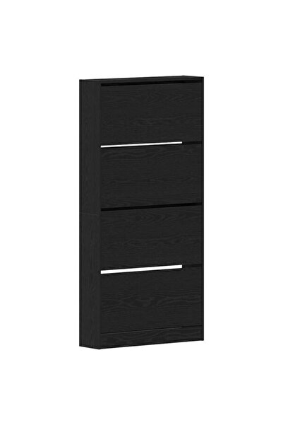 vidaxl Pantofar cu raft Stejar Negru 80 x 21 x 163.5 cm