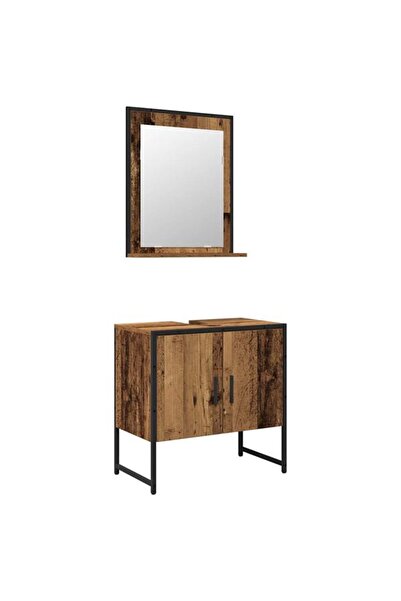 vidaxl Set mobilier baie suspendat, 2 piese, maro, lemn compozit
