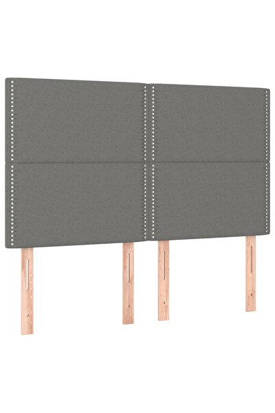 vidaxl Tăblie de pat gri închis 144x5x118/128 cm, material textil