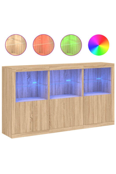 vidaxl Comodă cu lumini LED, stejar Sonoma, 181,5 x 37 x 100 cm