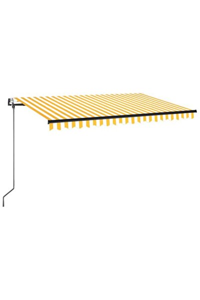 vidaxl Copertină automată cu LED și senzor de vânt, Galben și Alb, 450 x 350 cm