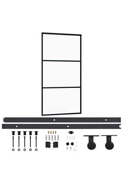 vidaxl Ușă glisantă cu set de feronerie, 102 x 205 cm, sticlă ESG/aluminiu