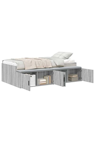 vidaxl Cadru de pat cu sertar Gri Sonoma 90 x 200 cm Lemn prelucrat