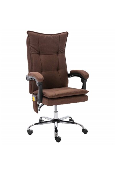 vidaxl Scaun de birou cu masaj, maro, material textil