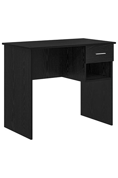 vidaxl Birou cu sertar Stejar Negru 90 x 49 x 75 cm Lemn compozit