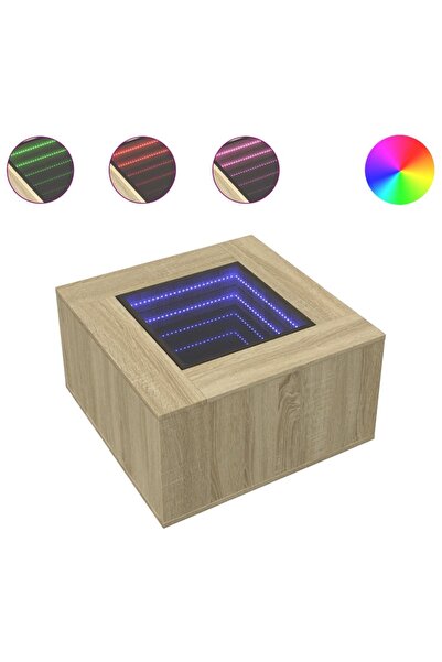 vidaxl Măsuță cafea cu LED, stejar Sonoma, 60x60x40 cm, lemn prelucrat