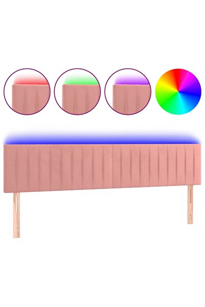 vidaxl Tăblie de pat cu LED, roz, 180x5x78/88 cm, catifea