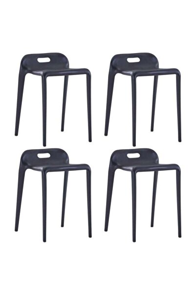 vidaxl Scaune stivuibile 4 buc., negre, din plastic