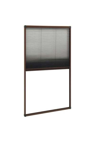 vidaxl Plasă plisată anti-insecte pentru ferestre, maro, 80 x 160 cm, aluminiu