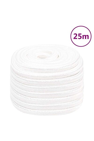 vidaxl Frânghie de barcă, albă integral, 20 mm, 25 m, polipropilenă