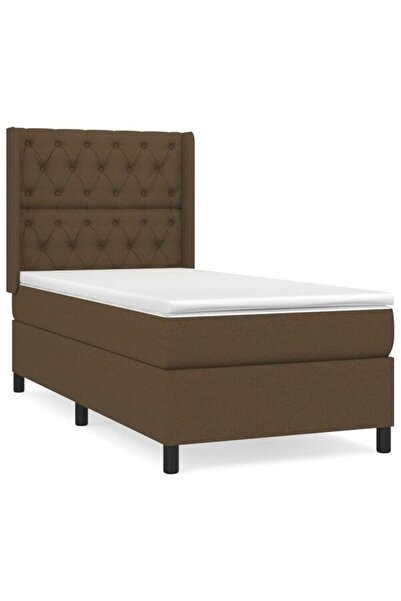 vidaxl Pat boxspring cu saltea, maro închis, 80 x 200 cm, textil