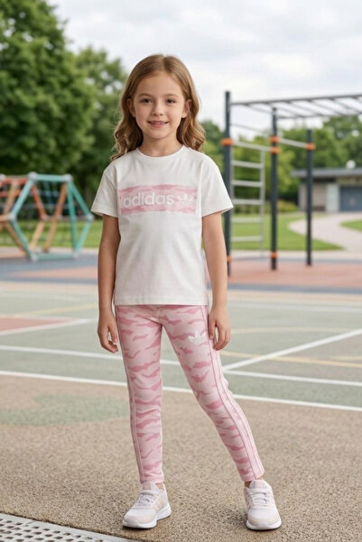 NOBLEKIDS Girls' Logo Printed T-Shirt and Leggings Set Pink