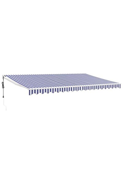 vidaxl Copertină retractabilă automată, Albastru și Alb, 5 x 3 m