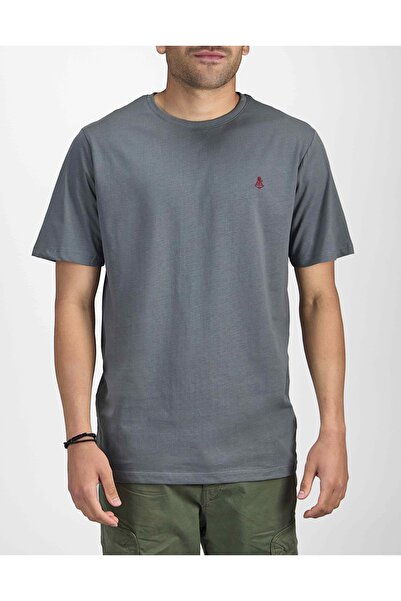 Explorer Ανδρικό Βαμβακερό T-shirt Σκούρο Γκρι Κανονική Εφαρμογή (242110221) ...