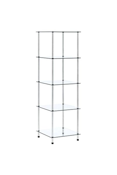vidaxl Etajeră transparentă cu 5 niveluri, 40 x 40 x 130 cm, sticlă securizată