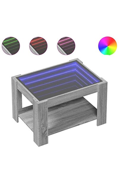 vidaxl Măsuță de cafea cu LED sonoma gri 73x53x45 cm lemn prelucrat