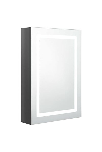 vidaxl Dulap de baie cu oglindă și LED, gri lucios, 50 x 13 x 70 cm