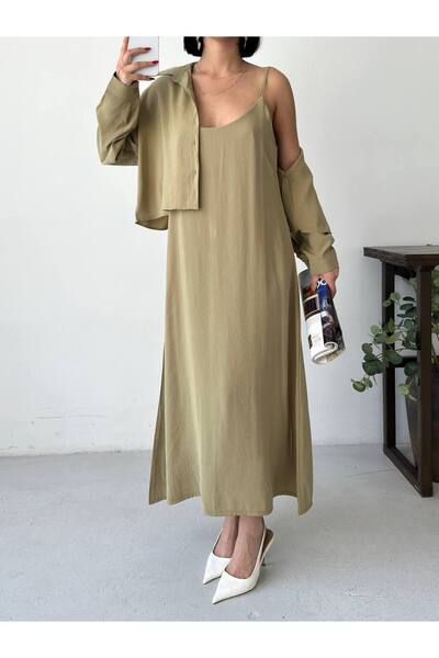 Lovely butik Σετ Πουκάμισο-Φόρεμα από Διπλό Μοντάλ Ύφασμα