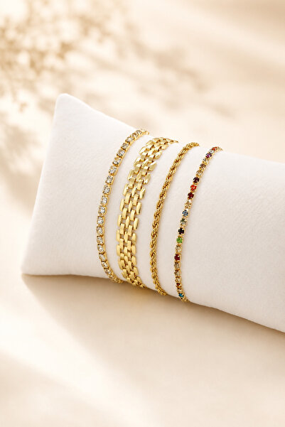 Crc Bijuteri Gold Color 4-Piece Bracelet Combination