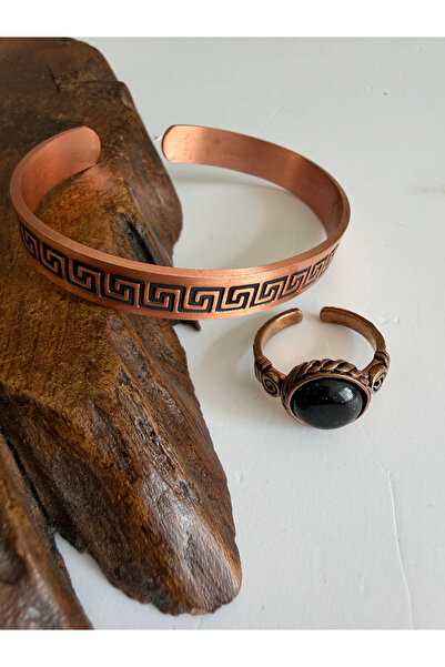Rupen Kraft Natural star stone 100% pure copper bracelet ring combination adj...