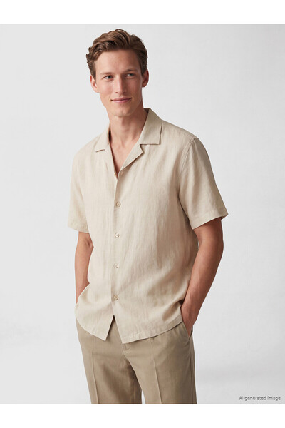 LC Waikiki Nevavm Relax Fit Linen Blend Men's Shirt with Difference