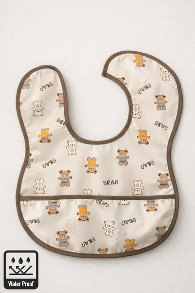 Miniel Unisex Baby Bear Printed Sleeveless Pocket Detailed Velcro Fastener Li...