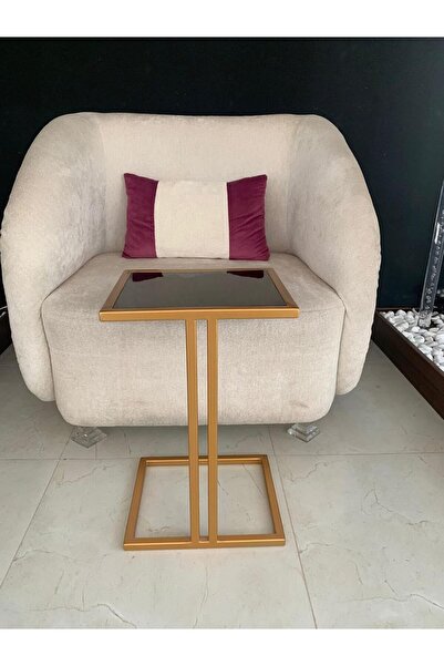 horoof home طاولة جانبية عصرية ذهبية وسوداء للأريكة - هيكل حديدي متين مع سطح ...