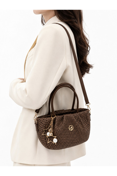 DMG Collection İtaly İnci Star Detailed Zippered Women's Hand and Shoulder Ba...