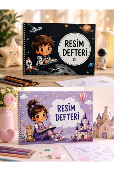 NİORE NOTEBOOK Sprialli A4 Cardboard Cover Picture Notebook 40 Pages