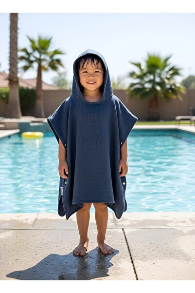 Anvi Baby 4-layered Muslin Poncho Towel (Navy Blue)
