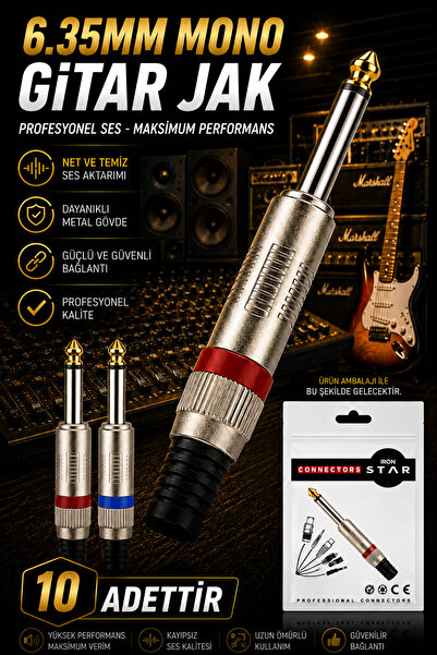 IRONSTAR 10 bucăți mufă mono de 6,35 mm / mufă mono tată de 6,35 mm / mufă ja...