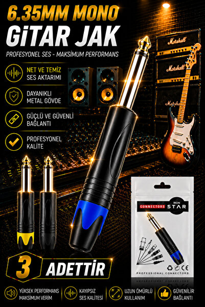 IRONSTAR 3 bucăți mufă mono de 6,35 mm / mufă mono tată de 6,35 mm / mufă jac...