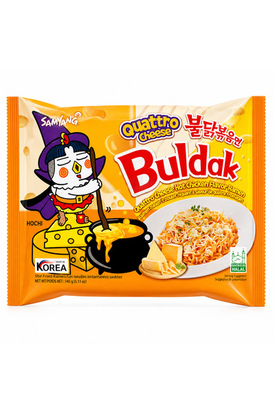 buldak Quattro Cheese noodles instant foarte picanti 145 g
