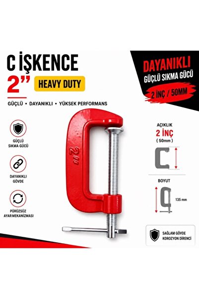 NO BRAND C İşkence 2 İnç Metal C Kelepçe Güçlü Sıkma Aparatı Mini Mengene Mar...