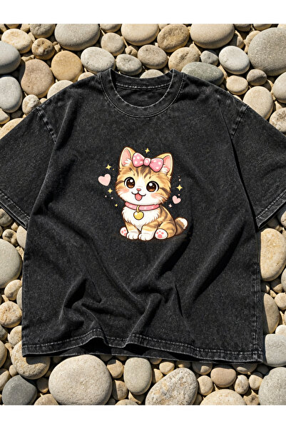 Pink Sky Μπλουζάκι Unisex Oversize με εφέ ξεβαμμένου υφάσματος, Vintage Stree...