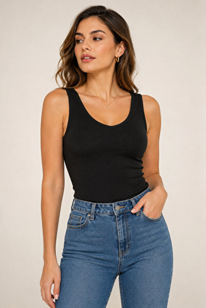 Loule Women's Cotton & Modal V-Neck Camisole Undershirt - with Breast Pads