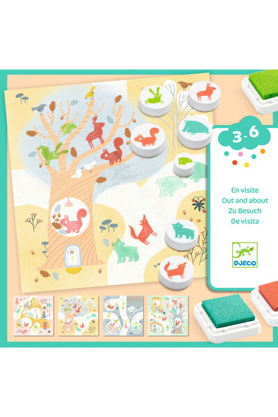 djeco Joc creativ cu stampile Animale din padure,